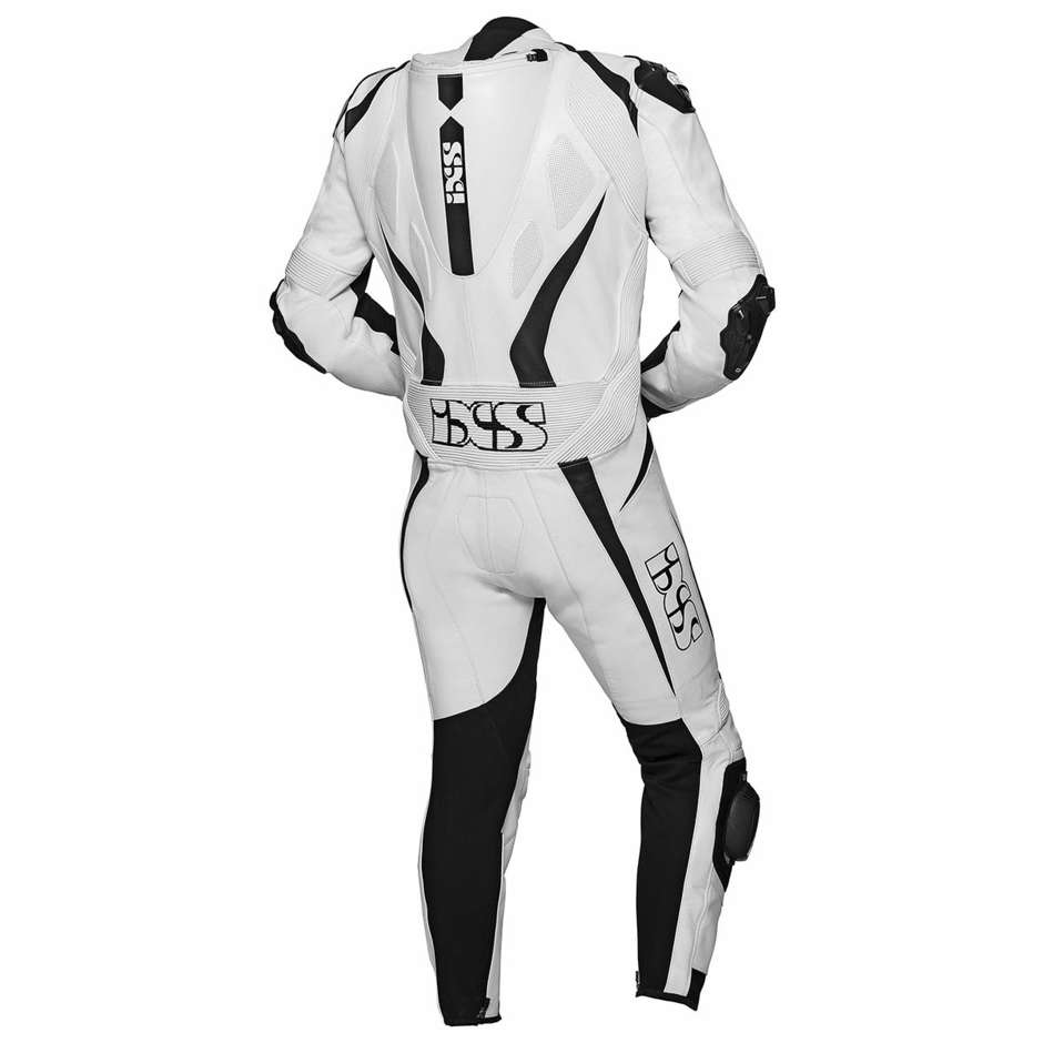Combinaison moto professionnelle en cuir 1pc. Ixs RS-1000 White Noir