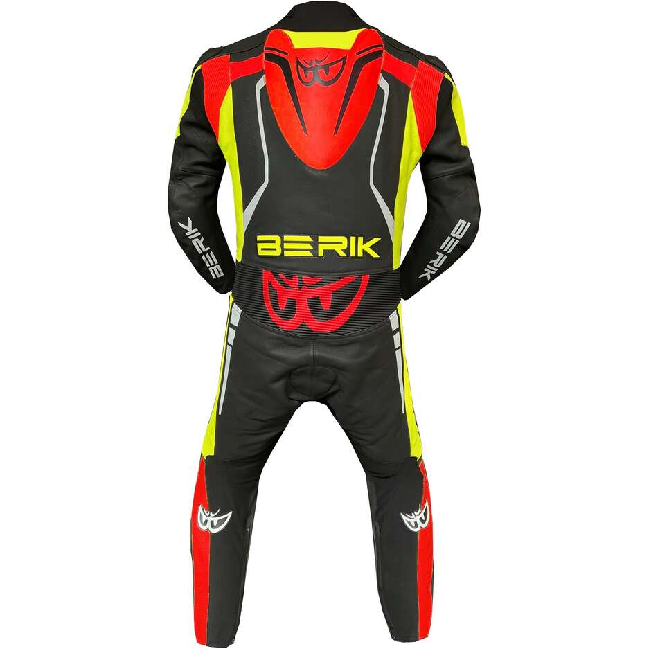 Combinaison moto professionnelle en cuir Berik 2.0 Ls1-171334FR noir rouge jaune