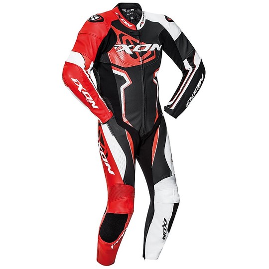 Combinaison moto professionnelle Ixon Falcon Full Leather Noir Rouge Blanc