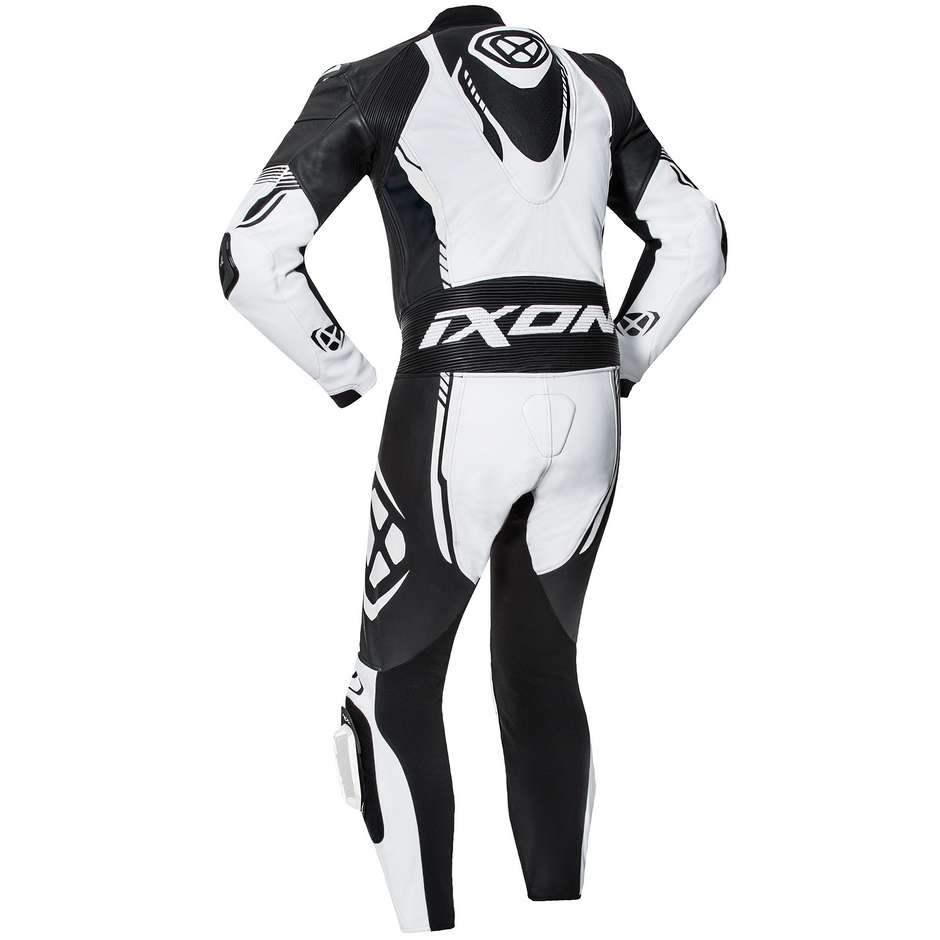 Combinaison moto professionnelle Ixon VORTEX 2 Full Leather Blanc Noir