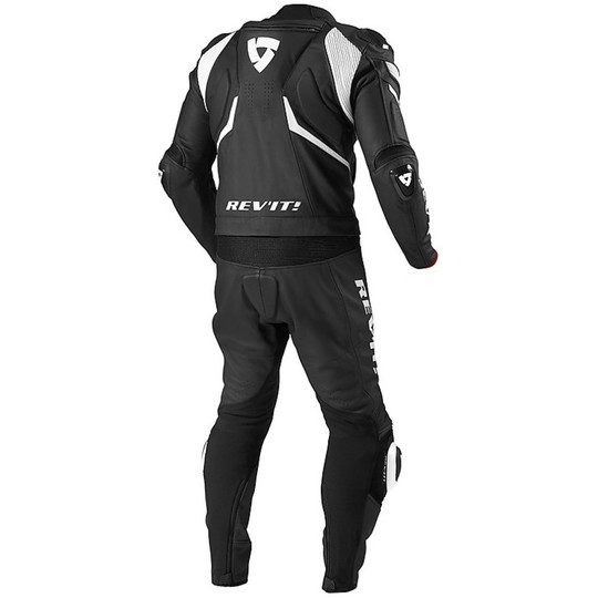 Combinaison moto Rev'it Stellar Divisible en cuir noir / blanc