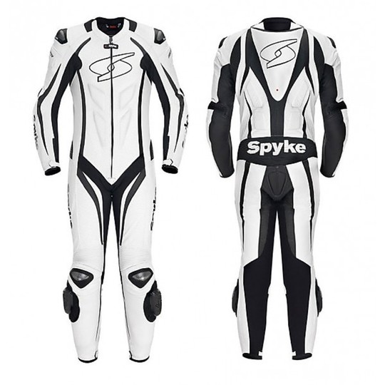 Combinaison moto Spyke Blaster Evo Professional en cuir blanc noir
