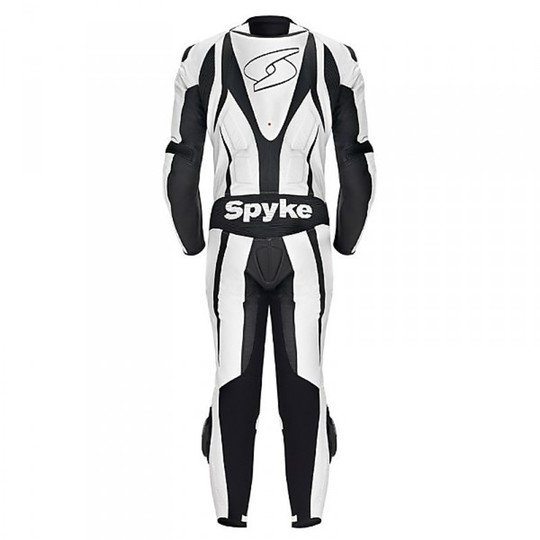 Combinaison moto Spyke Blaster Evo Professional en cuir blanc noir