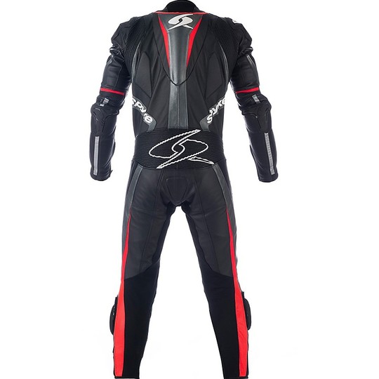 Combinaison moto Spyke Top Sport Mix en cuir Kanguro Race Black Anthracite Red