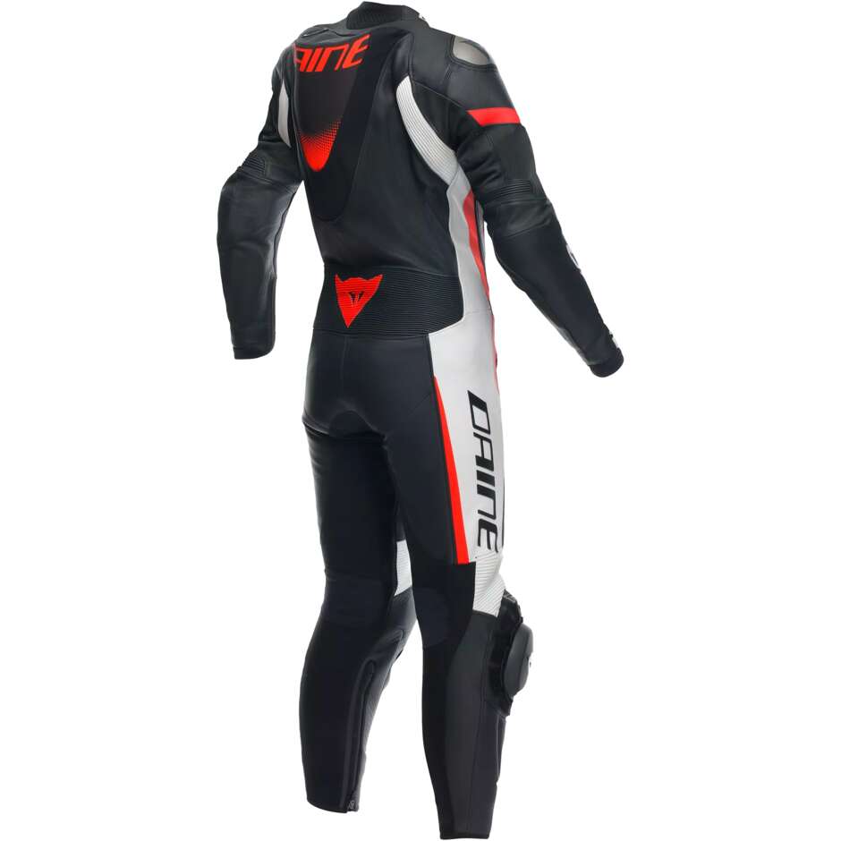 Combinaison moto une pièce Dainese GROBNIK LADY 1PC PERF. pour femme # Noir Blanc Rouge Fluorescent