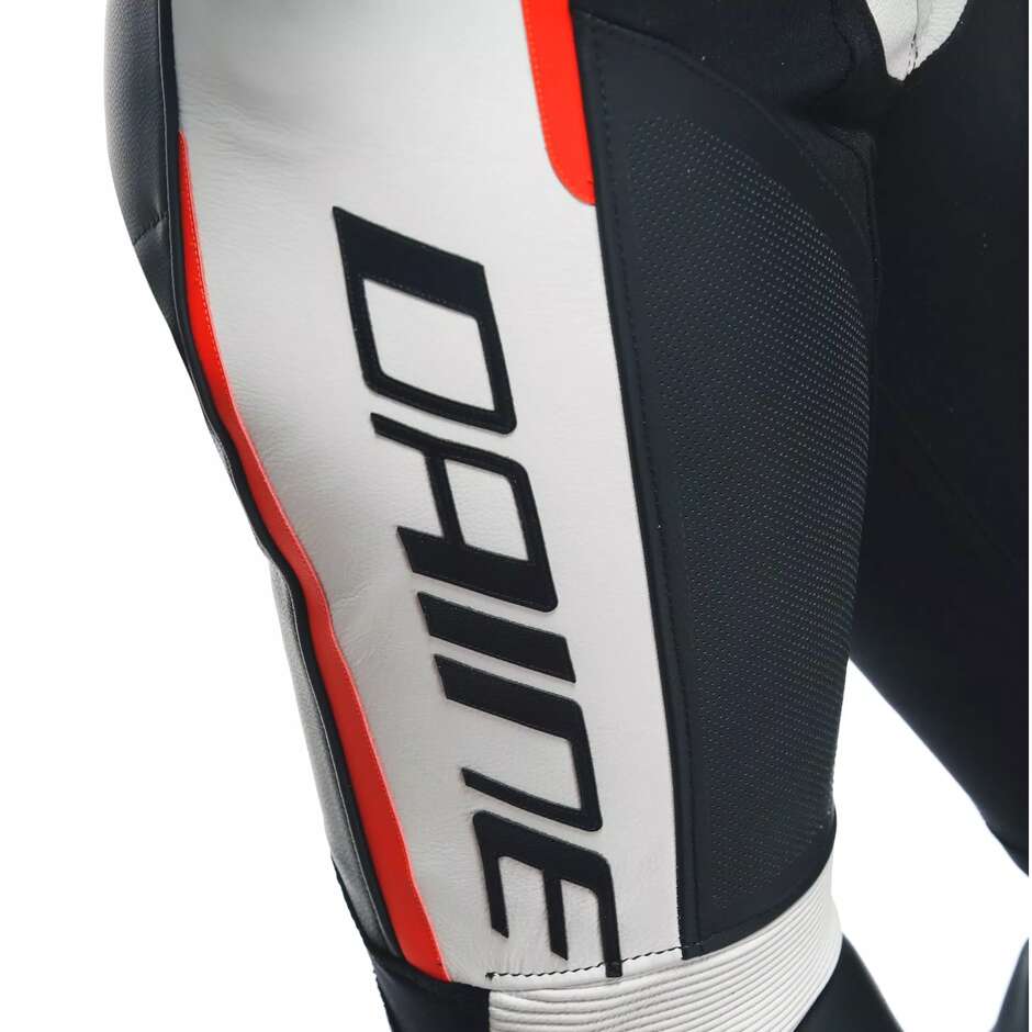 Combinaison moto une pièce Dainese GROBNIK LADY 1PC PERF. pour femme # Noir Blanc Rouge Fluorescent