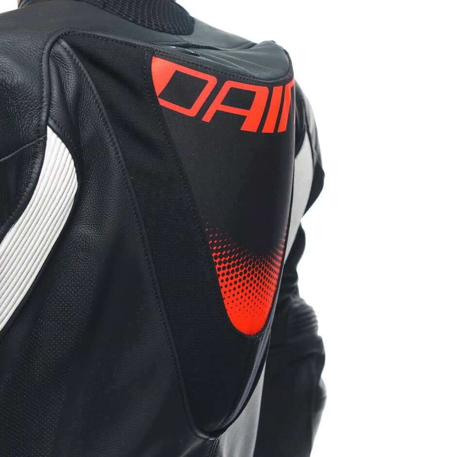 Combinaison moto une pièce Dainese GROBNIK LADY 1PC PERF. pour femme # Noir Blanc Rouge Fluorescent