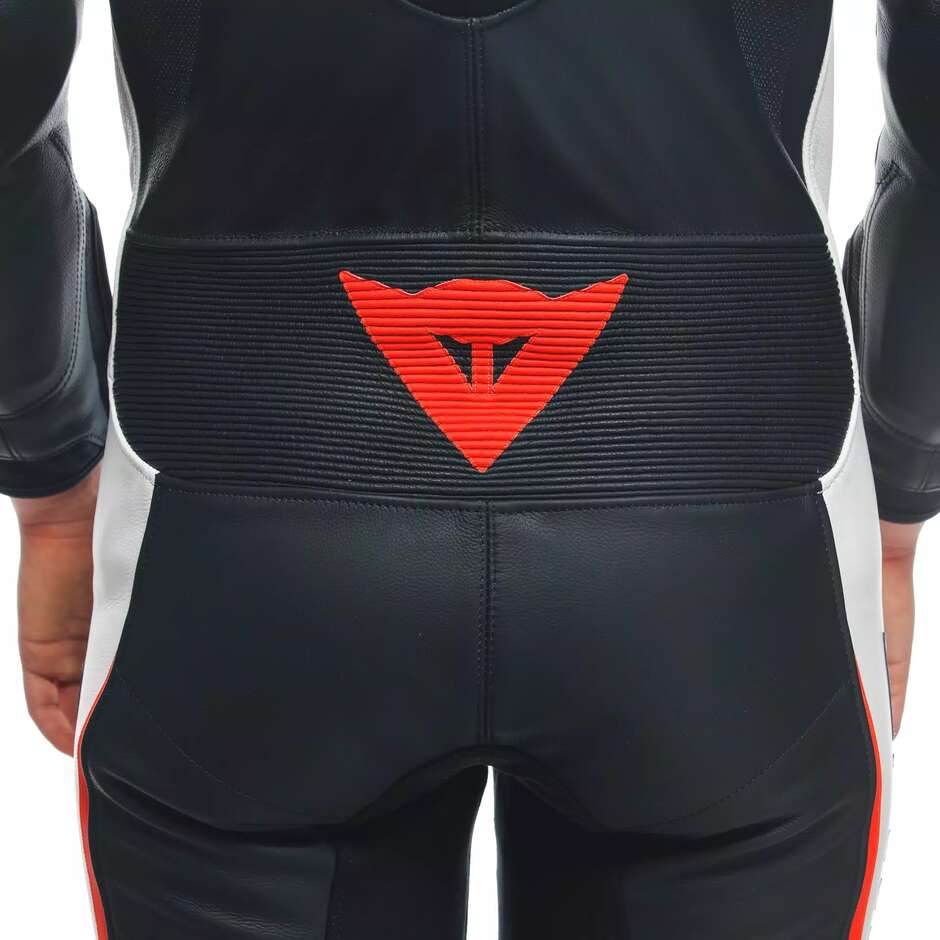 Combinaison moto une pièce Dainese GROBNIK LADY 1PC PERF. pour femme # Noir Blanc Rouge Fluorescent