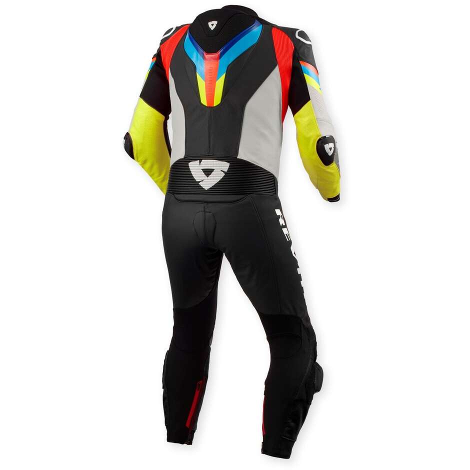 Combinaison moto une pièce Rev'it Quantum 3 Gris clair Jaune fluo