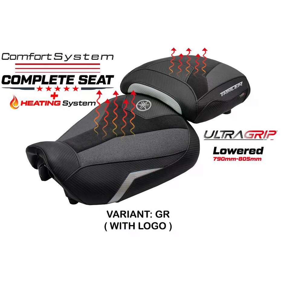 Complete seat TPZ Italia Specific YamFor aha Tracer 9 / 9 GT 2021-2024 Model Naha Heating Ultragrip Complete Comfort Seat - Lowered