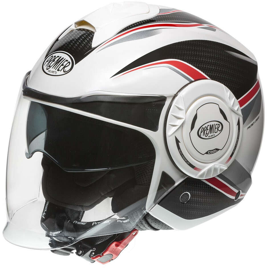 COOL PX 8 Premier Jet Motorcycle Helmet White Black Red