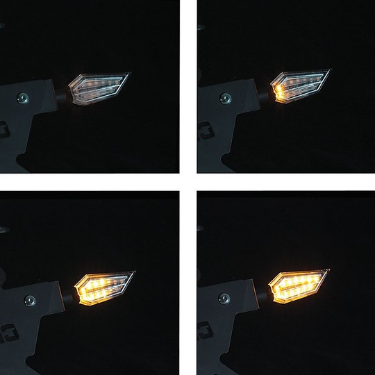 Coppia Di Frecce Moto Chaft Return A Led Sequenziale Nero Trasparente