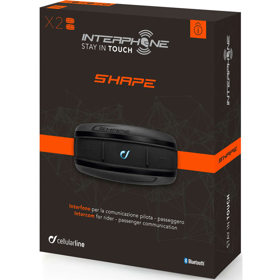 Coppia di Interfono Moto Bluetooth Cellular Line SHAPE Kit Coppia