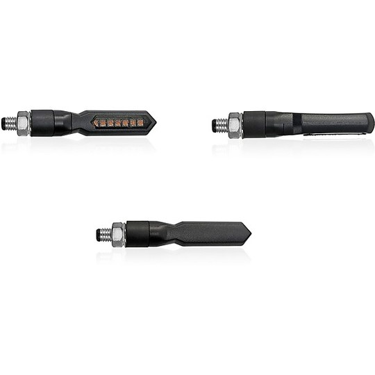 Coppia Frecce Moto Chaft Lighter Led Sequenziali Omologate Nero Catadiottro Fumè
