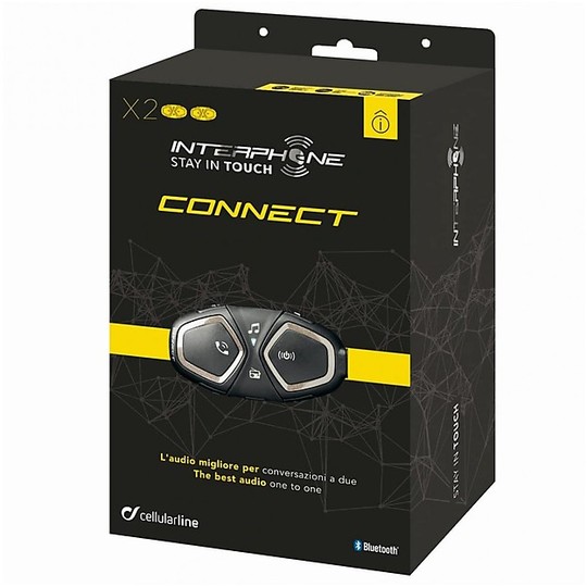Coppia Interfoni Moto Bluetooth CellularLine CONNECT (Moto/Moto) - x 2 Caschi