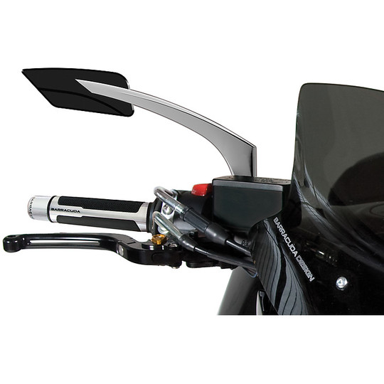 Coppia Specchi Retrovisori Moto BARRACUDA In alluminio E-Version Alux Cromo