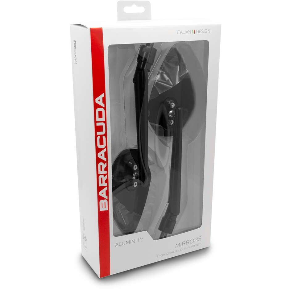 Coppia Specchietti Retrovisori Moto BARRACUDA SKIN-X B-Lux Universali Nero
