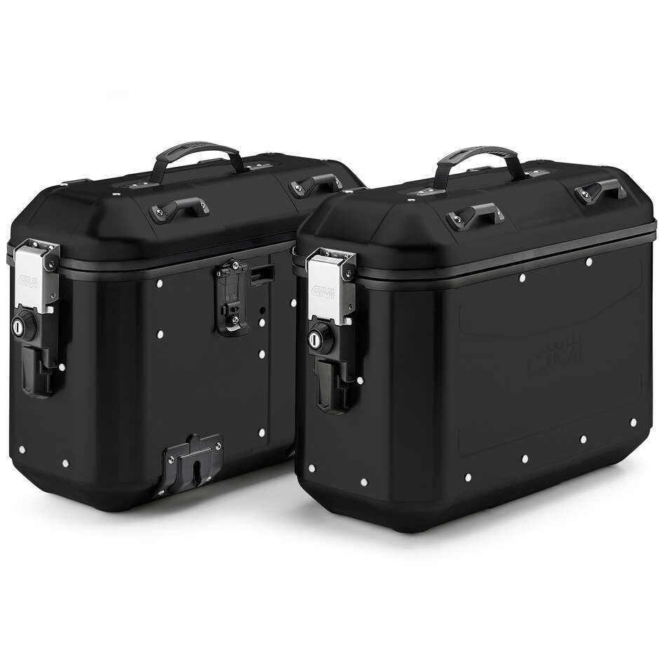 Coppia Valigie Laterali Givi DLMK36BPACK2 TREKKER DOLOMITI Alluminio Black Line - Monokey 