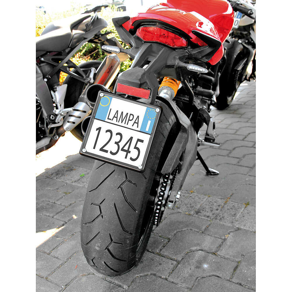 Cornice Targa Moto in Acciaio Lampa 90481 Nero Vendita Online 
