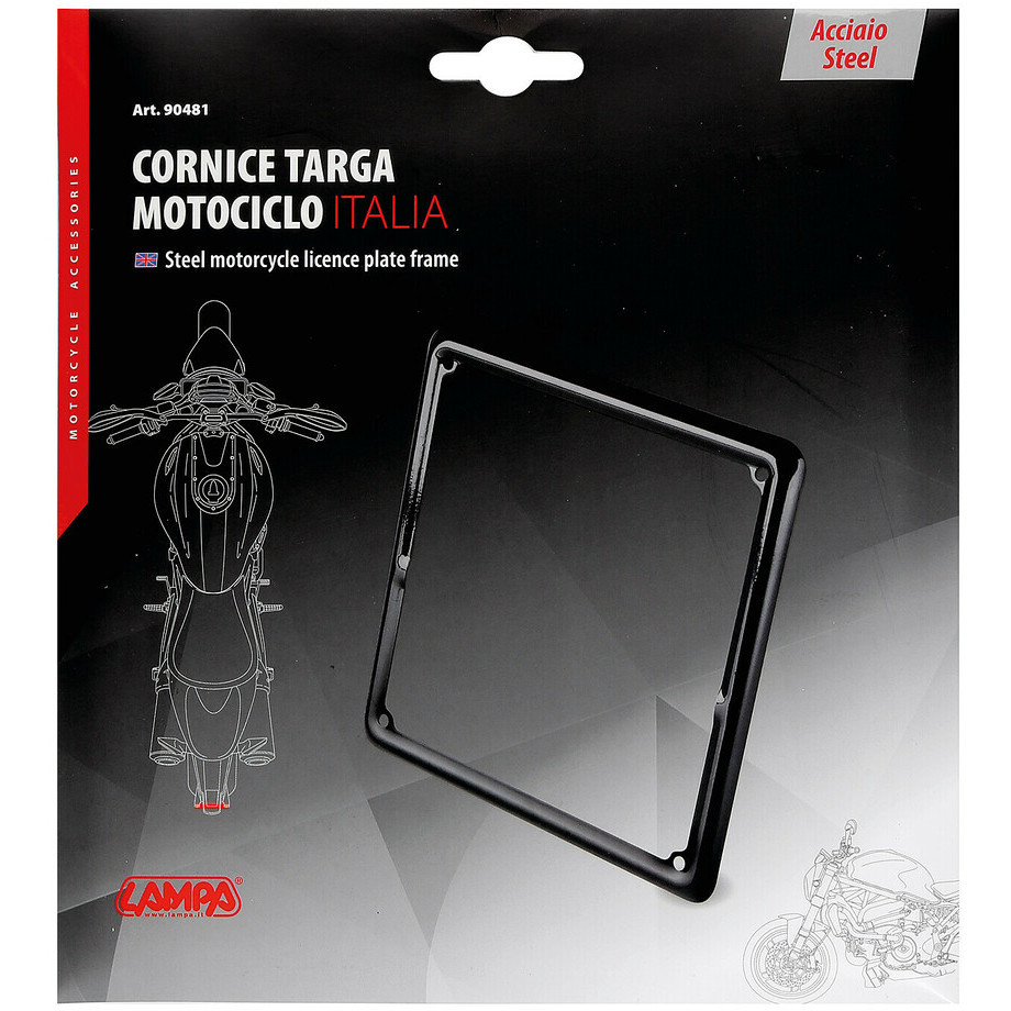 Cornice Targa Moto in Acciaio Lampa 90481 Nero