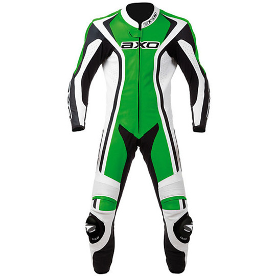 Costume de moto professionnel Axo en cuir modèle talon evo vert Kavasaki