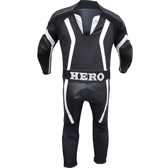 Costume professionnel Hero Minimoto en cuir Cordura Noir blanc Gris