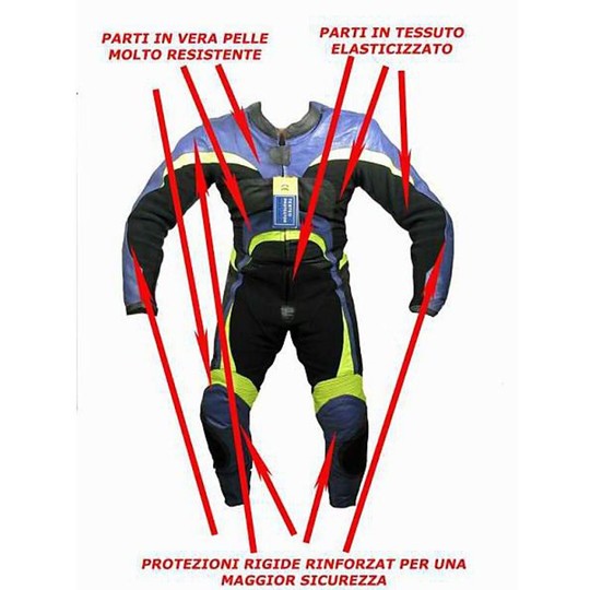 Costume professionnel Minimoto en cuir Cordura pour adultes de couleur bleue
