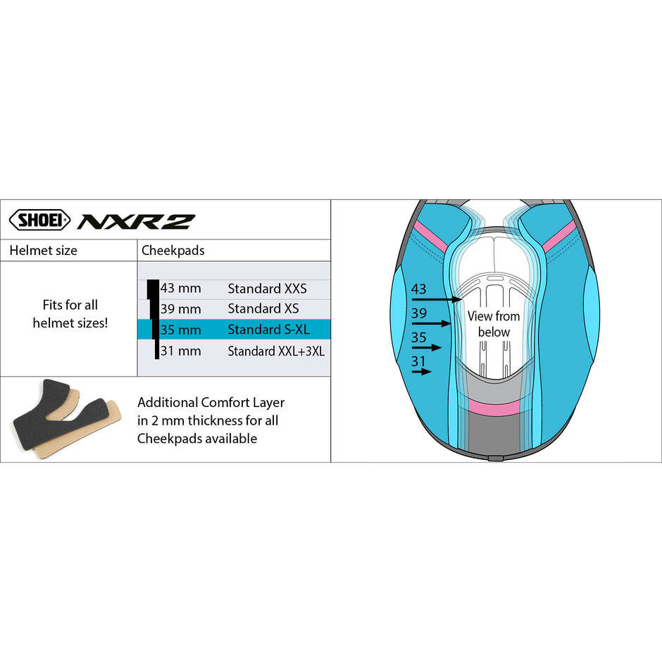 Coussinets de joue Shoei CHEEK PAD pour casque NXR2