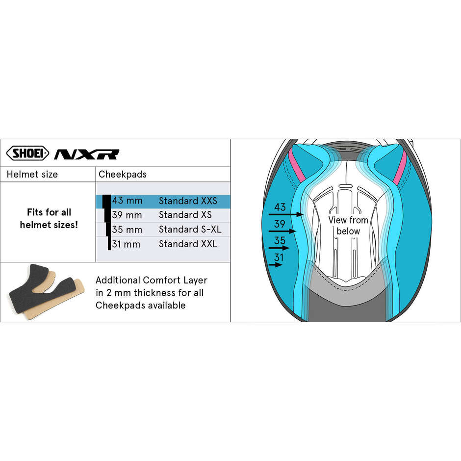 Coussinets de joue Shoei CHEEK PAD pour casque NXR