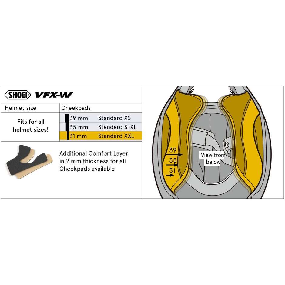 Coussinets de joue Shoei type E pour casque J-CRUISE