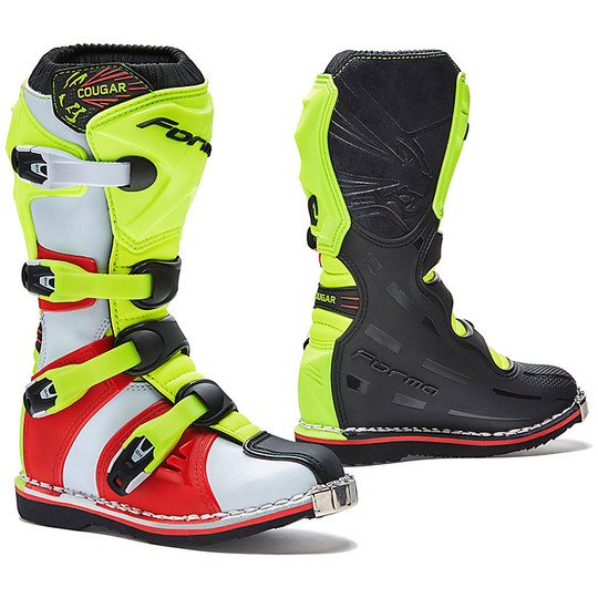 Cross Boots Enduro Shape COUGAR Black Yellow Fluo Red