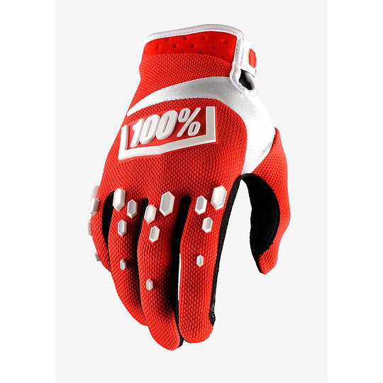 Cross Enduro 100% Airmatic Red White Motorcycle Gloves