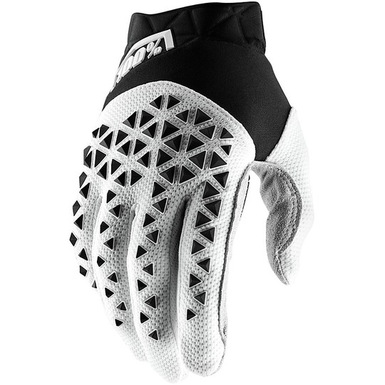 Cross Enduro 100% Motorcycle Gloves AIRMATIC Black White Silver