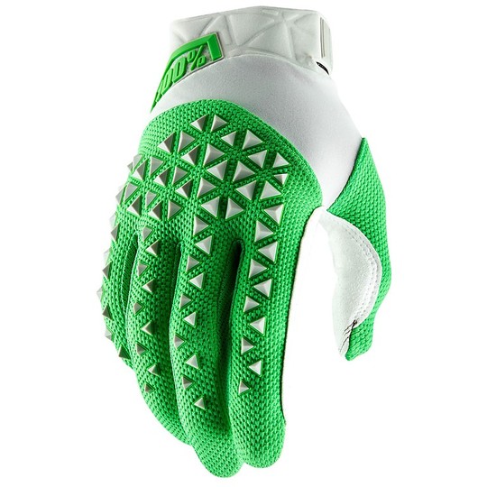 Cross Enduro 100% Motorcycle Gloves AIRMATIC Green Silver Fluo
