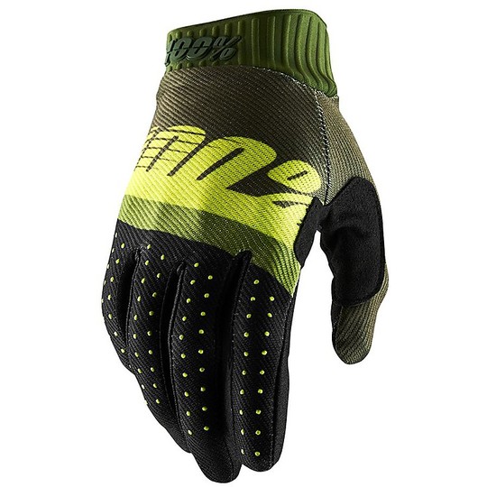 Cross Enduro 100% RIDEFIT Army Gloves Green Fluo Yellow