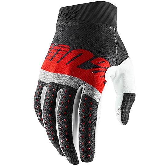 Cross Enduro 100% RIDEFIT Steel Gray Red Gloves