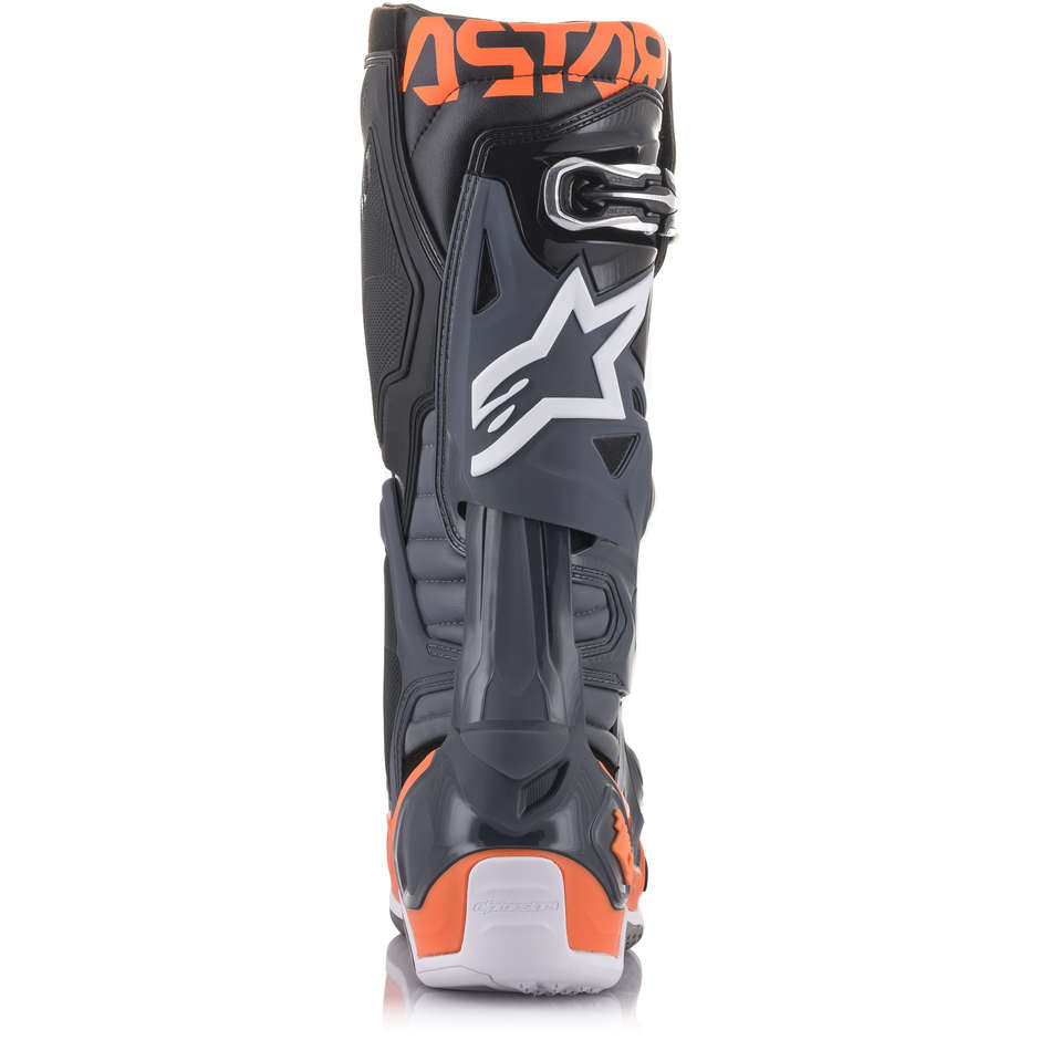 Cross Enduro Bottes Moto Alpinestars TECH 10 Cool Grey Orange Fluo