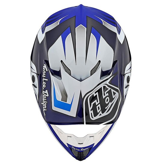 Cross Enduro Carbon Casque de moto Troy Lee Design SE4 Carbon FLASH Bleu Blanc
