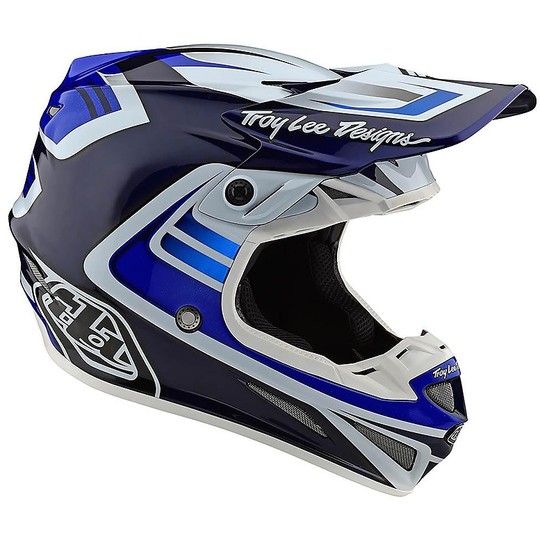 Cross Enduro Carbon Motorcycle Helmet Troy Lee Design SE4 Carbon FLASH Blue White