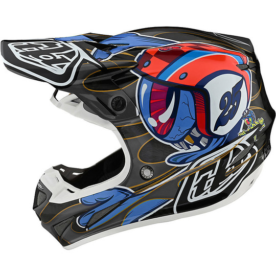 Cross Enduro Carbon Motorcycle Helmet Troy Lee Designs SE4 Carbon Eyeball Black Red