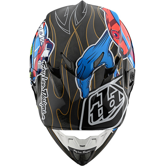 Cross Enduro Carbon Motorcycle Helmet Troy Lee Designs SE4 Carbon Eyeball Black Red