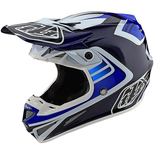Cross Enduro Carbon Motorradhelm Troy Lee Design SE4 Carbon FLASH Blau Weiß