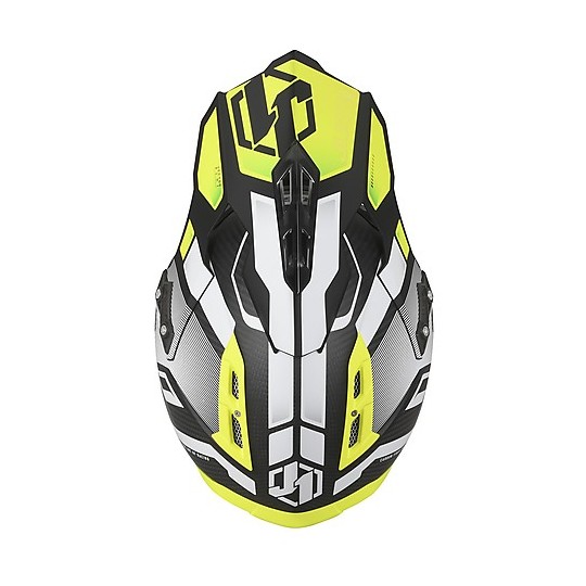 Cross Enduro casque de moto en carbone Just1 J12 VECTOR blanc jaune fluo carbone mat