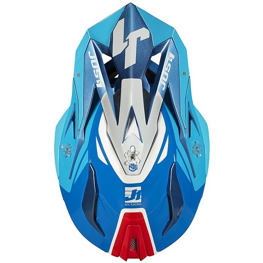 Cross Enduro - Casque de moto en fibre Just1 J18 PULSAR bleu brillant rouge