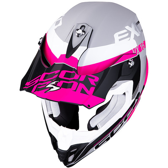 Cross Enduro Casque de moto Scorpion VX-16 ARHUS Blanc Matt Pink