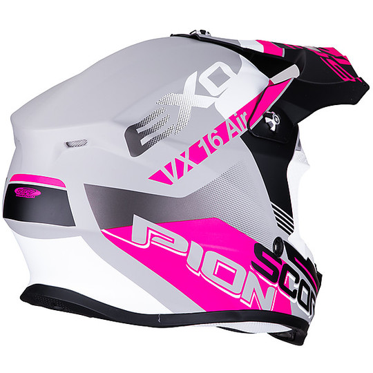 Cross Enduro Casque de moto Scorpion VX-16 ARHUS Blanc Matt Pink