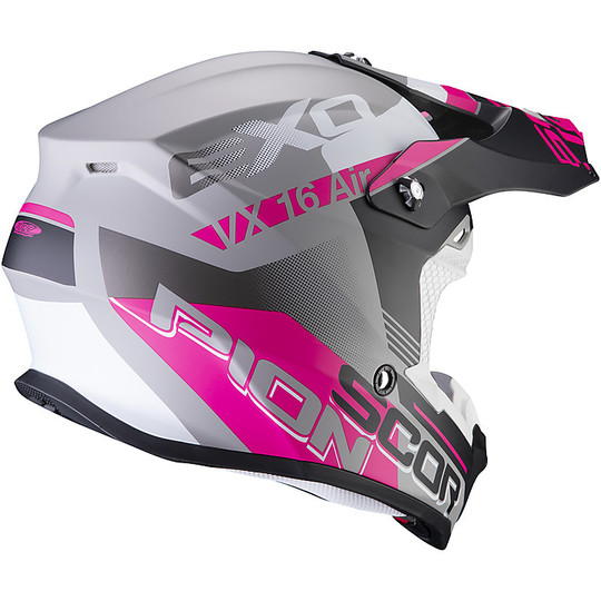 Cross Enduro Casque de moto Scorpion VX-16 ARHUS Blanc Matt Pink