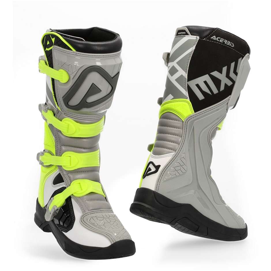 Cross Enduro CE Acerbis X-TEAM Motorcycle Boots Yellow Fluo Gray