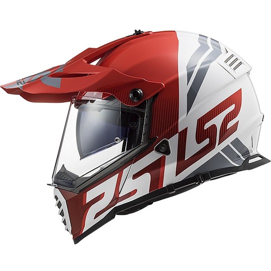 Cross Enduro Helm Offroad Moto Ls2 MX436 PIONEER EVO Evolve Rot Weiß