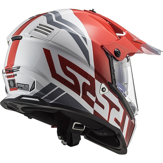 Cross Enduro Helm Offroad Moto Ls2 MX436 PIONEER EVO Evolve Rot Weiß